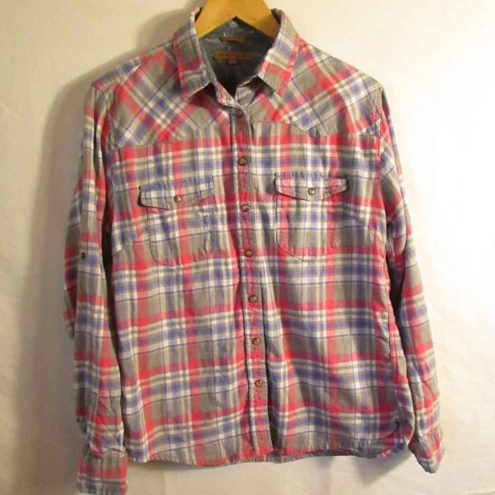 JACHS Girlfriend Red and Blue Plaid Button Down Shirt